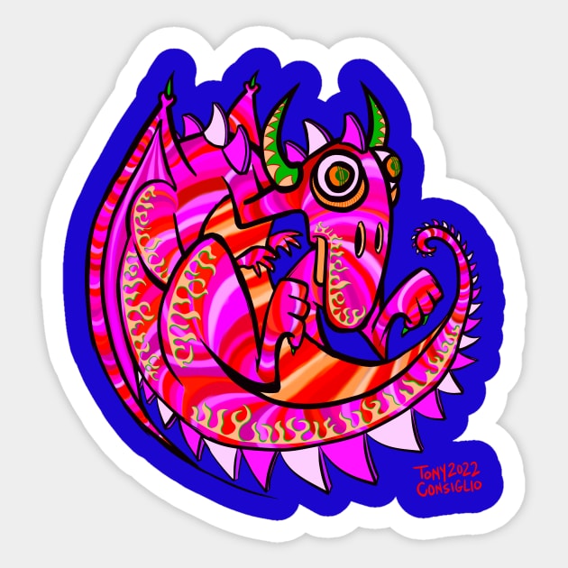 Fallen Angel Pink Dragon Sticker by doubletony